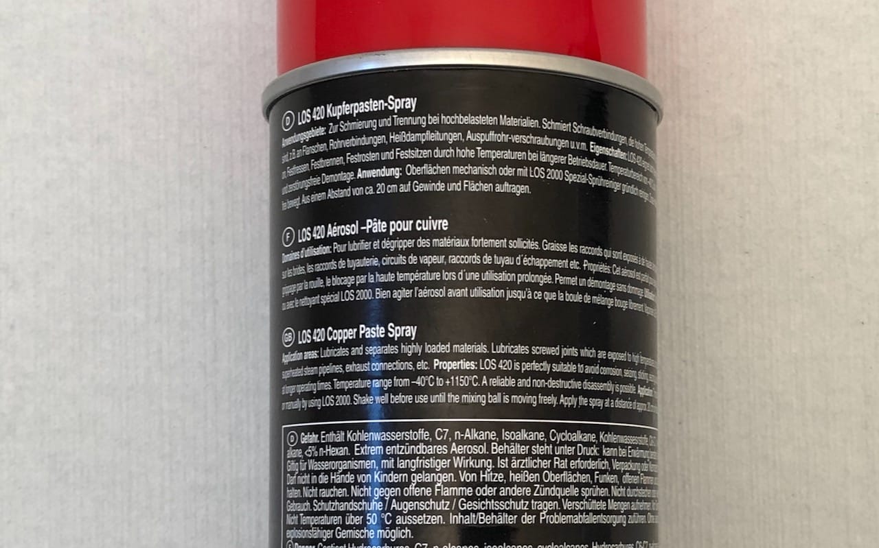 3x BREHMA Kupferpaste Spray 400ml Kupferpasten 1200°C Anti Seize Bremspaste